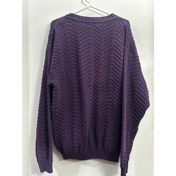 Purple Chevron Knit Sweater Crewneck Pullover Knitwear Long Sleeve - Picture 2 of 9